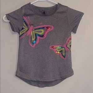 Body Glove Gray T-Shirt with Colorful Butterflies